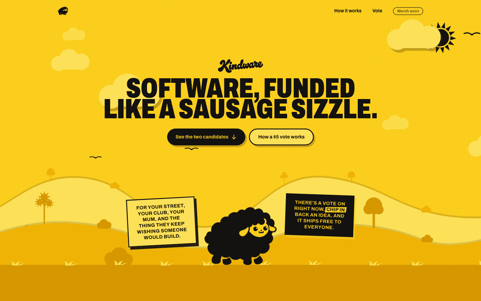 Kindware landing page